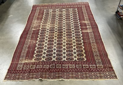 Vintage Afghan Style Red Wool Medallion Rug