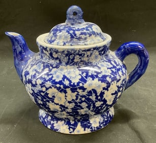 Blue & White Floral Porcelain Teapot