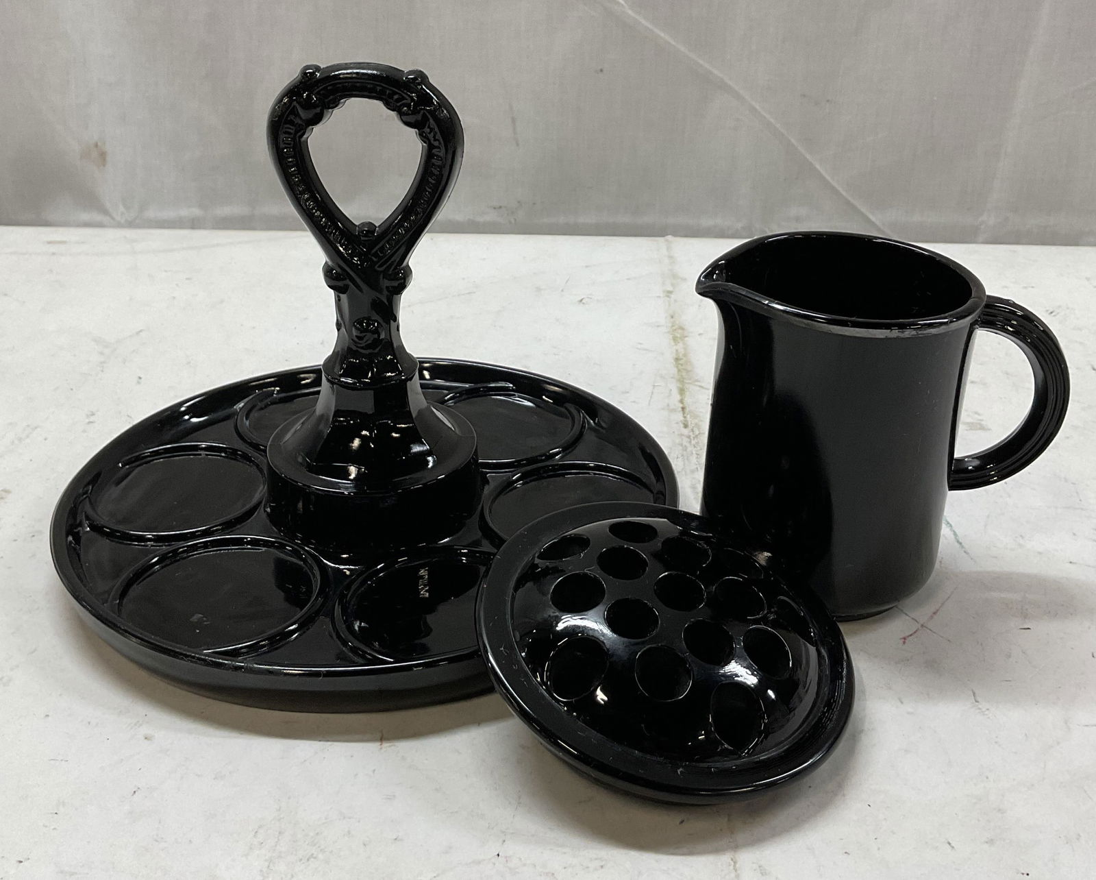 Lot 3 Vintage Black Glass Tableware (1 of 11)