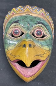Asian Hand Painted Wood Garuda Mask