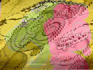 Vtg Sant Angelo Yellow Panther Print Silk Scarf