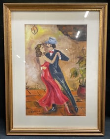 Signed N Wheeler Dancing Couple Acrylic Painting