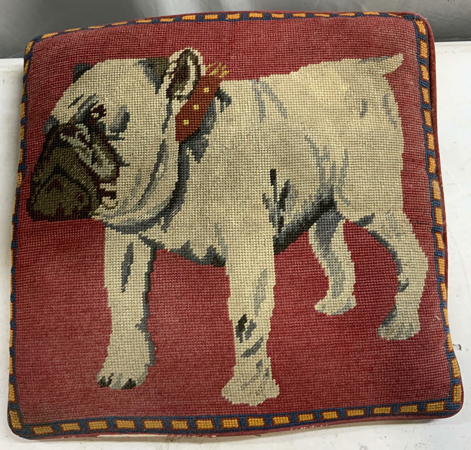 Vintage Needlepoint Pug Throw Pillow (1 of 6)