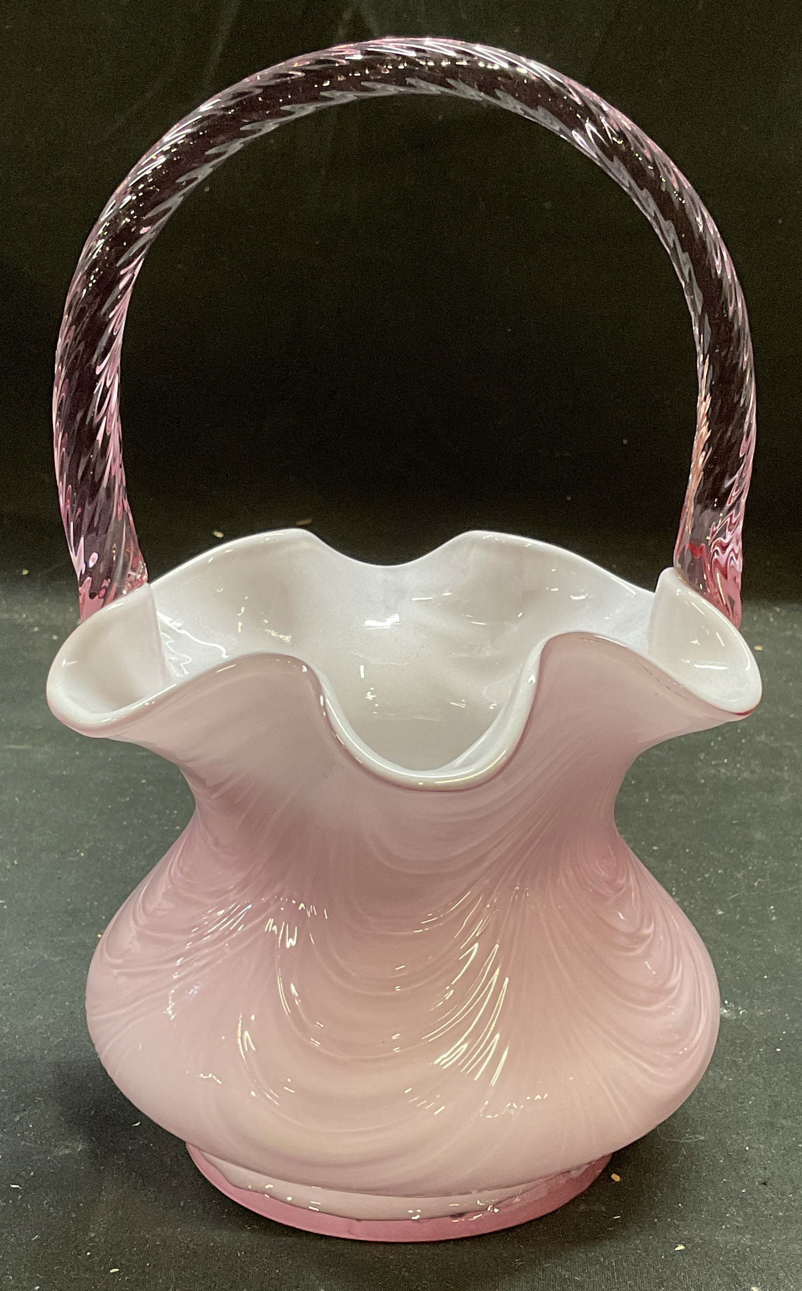 Vintage Fenton Pink Milk Glass Egg Basket (1 of 6)