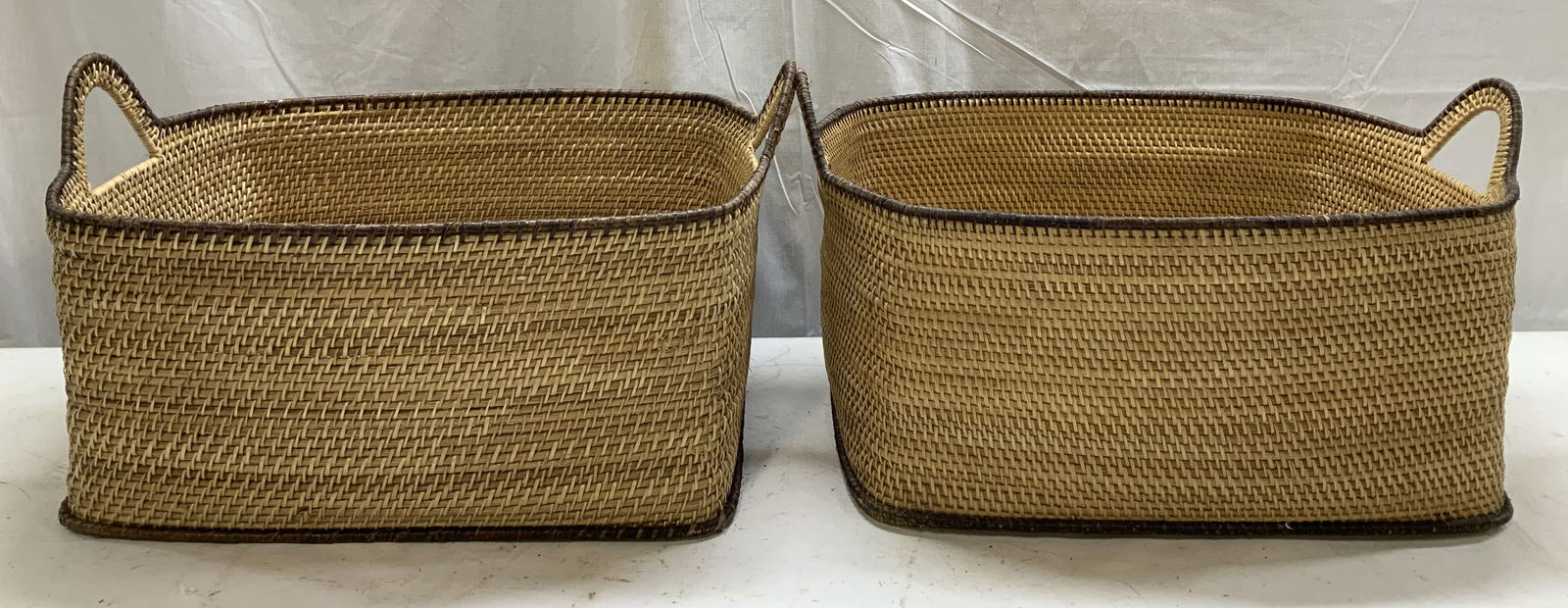 Lot 2 Handwoven Rectangular Rattan Baskets (1 of 6)