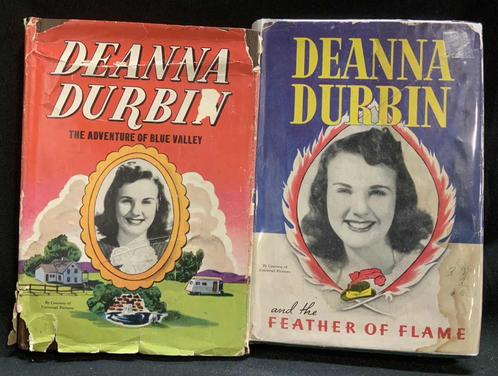 Lot 2 Deanna Durbin Illustr 1941 Bks HEISENFELT: Lot includes, Deanna Durbin & the Adventure of Blue Valley by Kathryn Heisenfelt. Authorized Ed. (1941). Deanna Durbin & the Feather of Flame by Kathryn Heisenfelt. (1941). Whitman. Books feature illu
