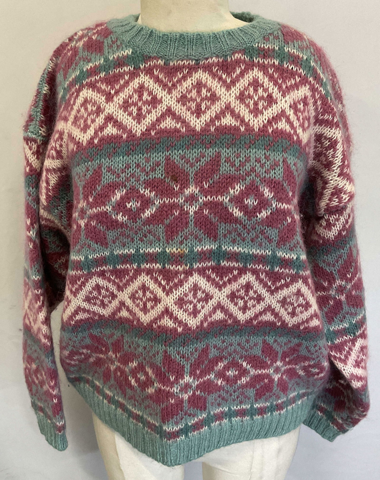 Accordeon Blue & Purple Geometric Knit Sweater (1 of 7)