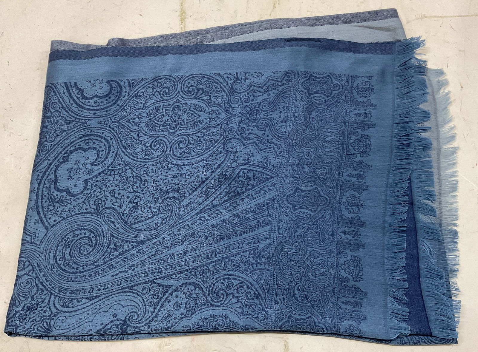 C Blue Paisley Fringed Scarf (1 of 6)