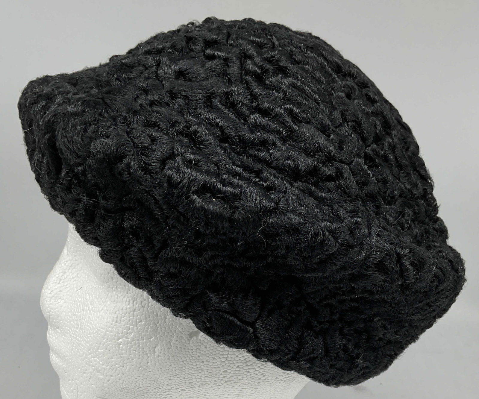 Vintage Ben Ric Black Curly Lamb Fur Hat (1 of 6)