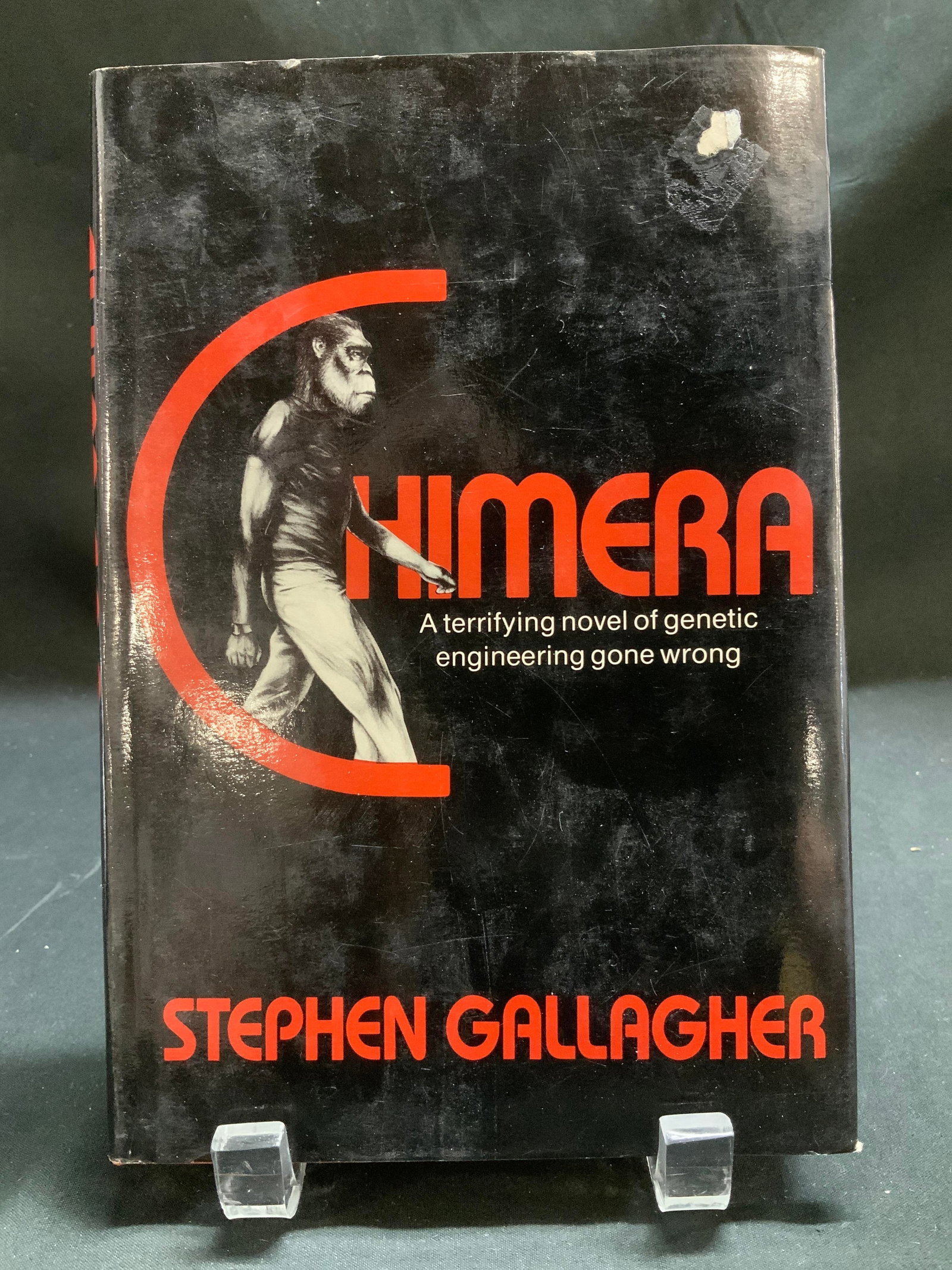 1982 Chimera Horror Fict 1stEd Bk Stephen GALLAGHER: Chimera by Stephen Gallagher. St. Martins Press. NY. Copyright 1982. First U.S. Edition. Printed in USA. Front cover features an illustration of a walking monkey. Surface wear consistent to age, use &