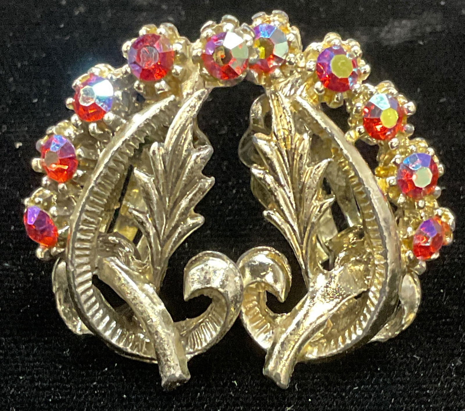 Vintage Silver Tone Pink Crystal Earrings (1 of 6)