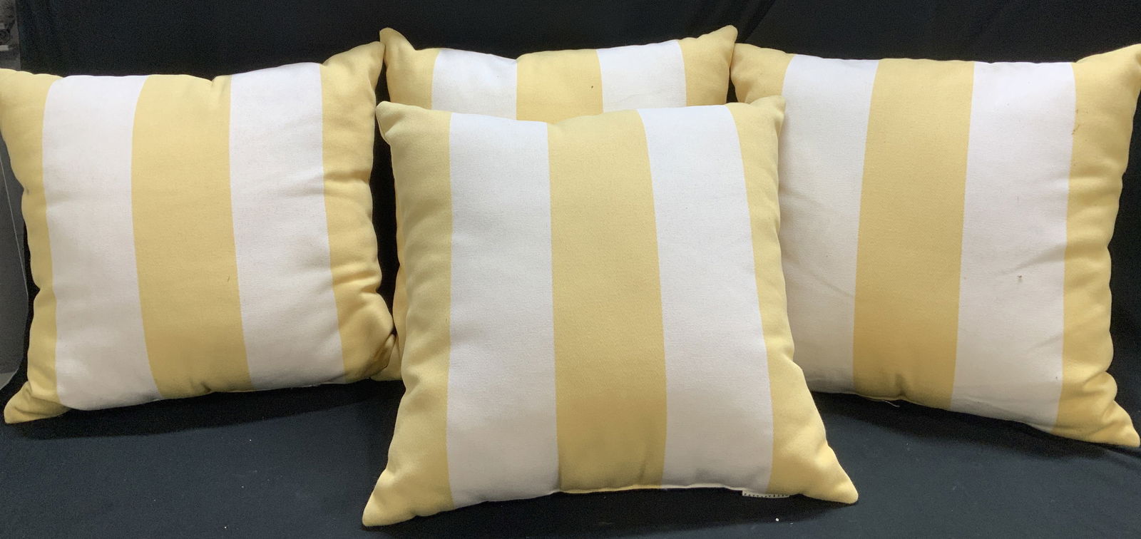 Set 4 Pottery Barn Yellow & White Outdoor Pillows (1 of 7)