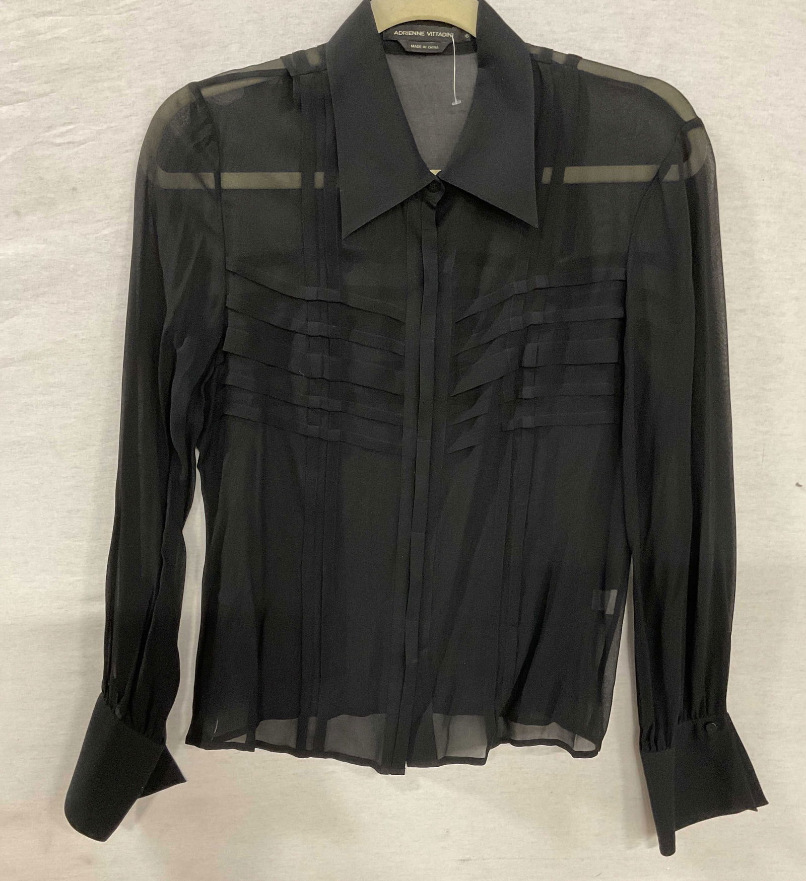 Adrienne Vittadini Sheer Black Pleated Top (1 of 6)