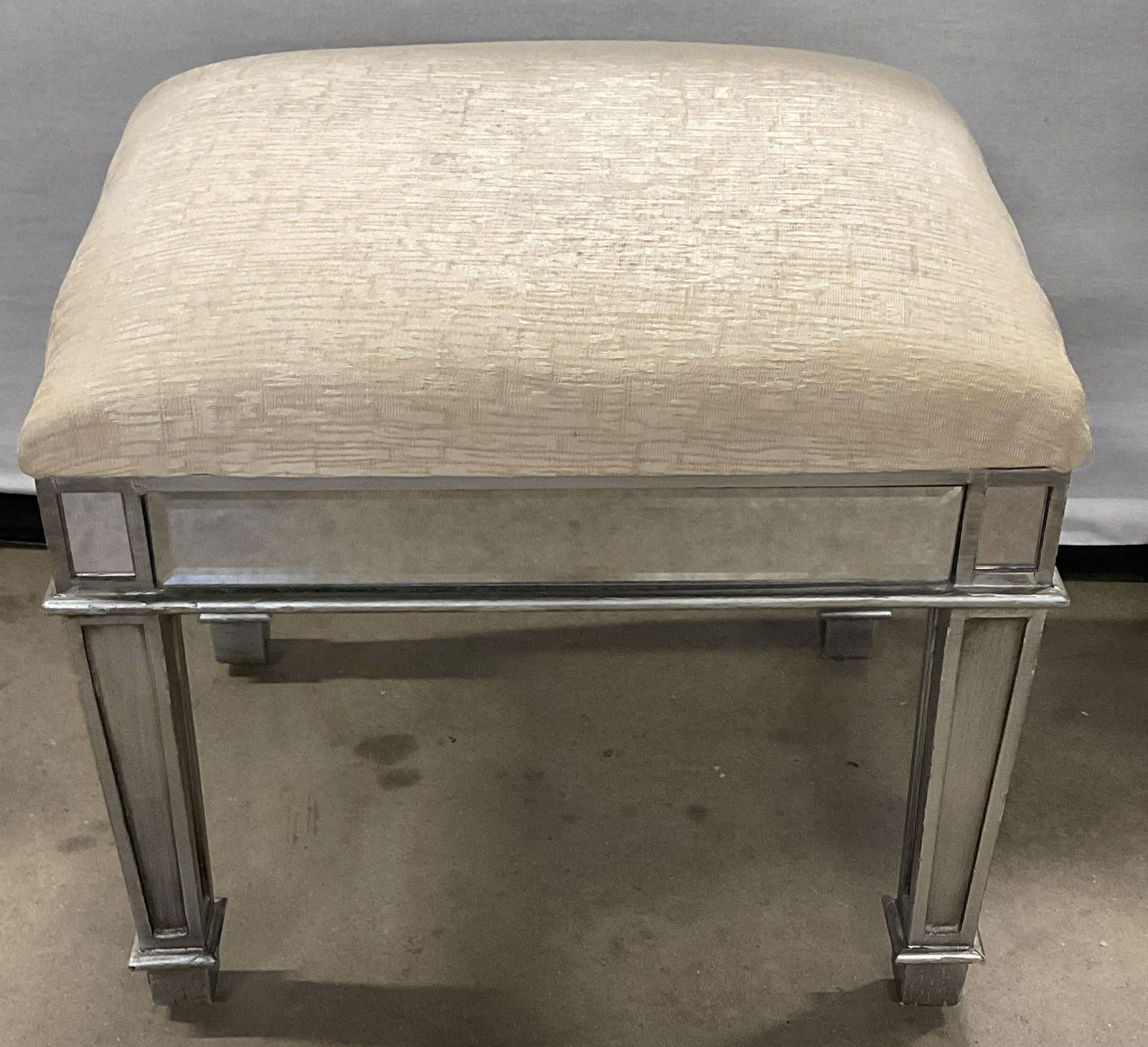 Pier 1 Wood Mirrored Upholstered Ottoman (1 of 6)