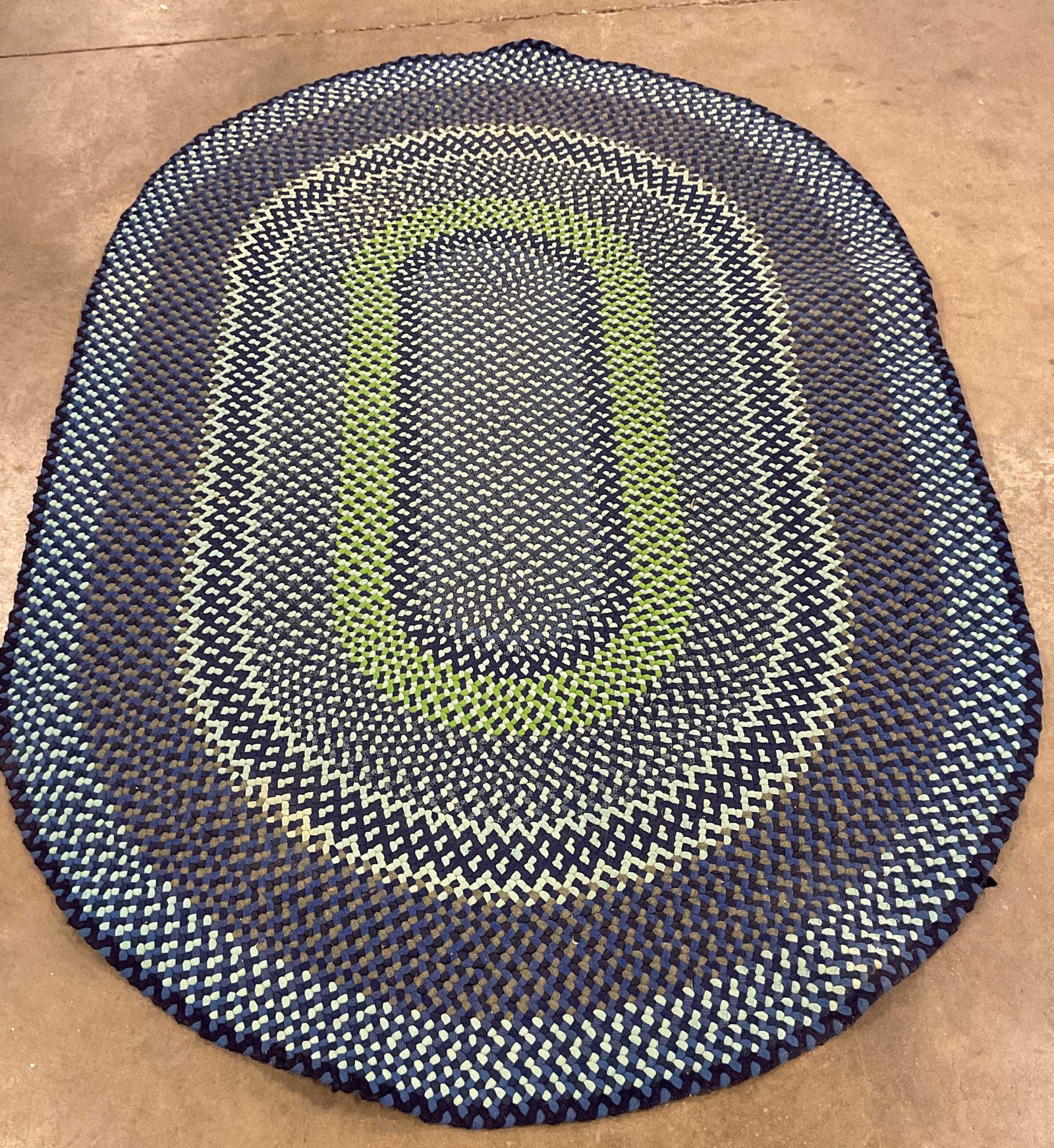 Braided Blue & Green Oval Area Rug (1 of 6)