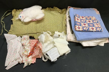 Lot 20+ Assorted Vtg Doll Bedding & More