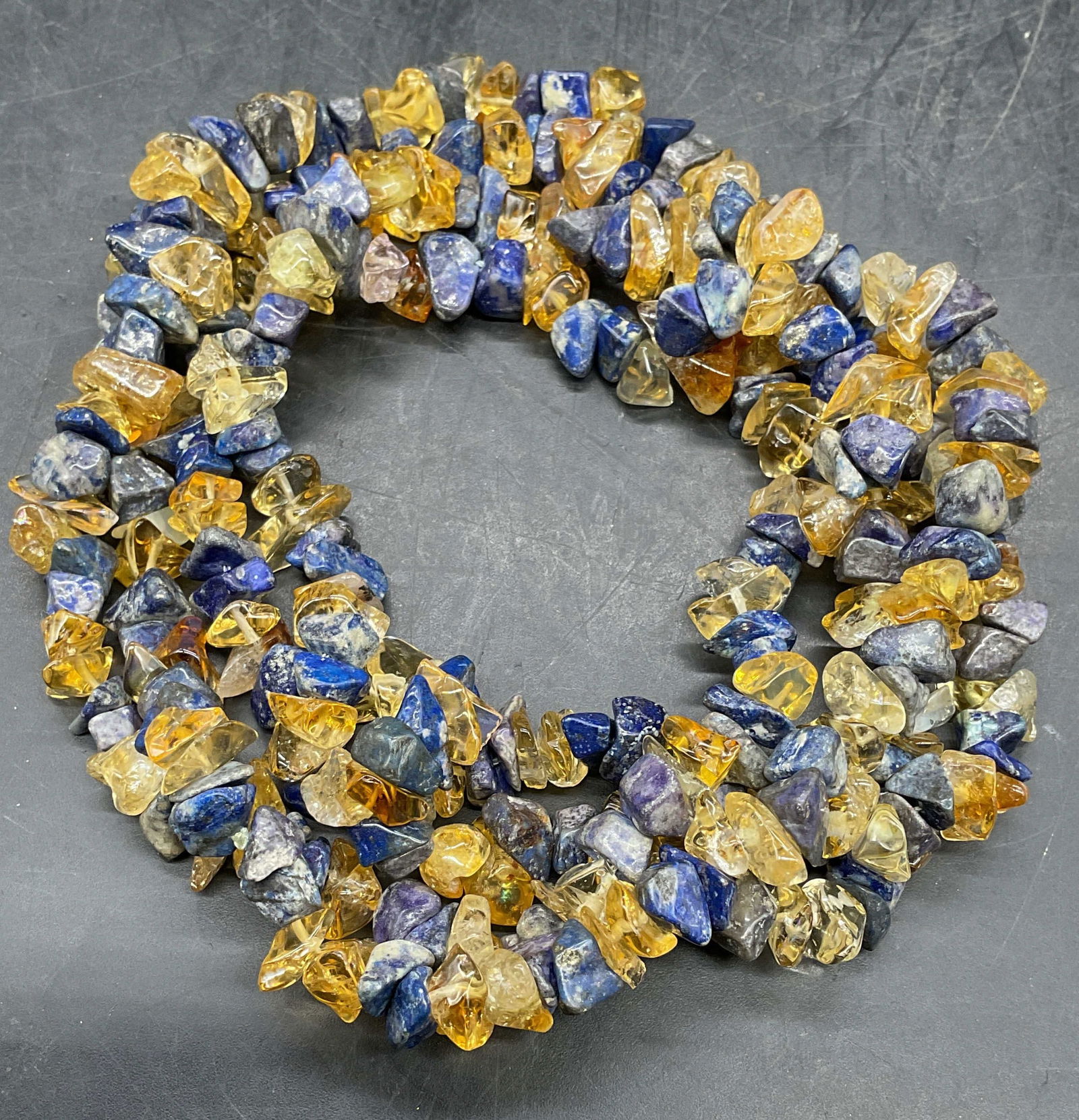 Citrine & Lapis Chip Beaded Necklace (1 of 6)