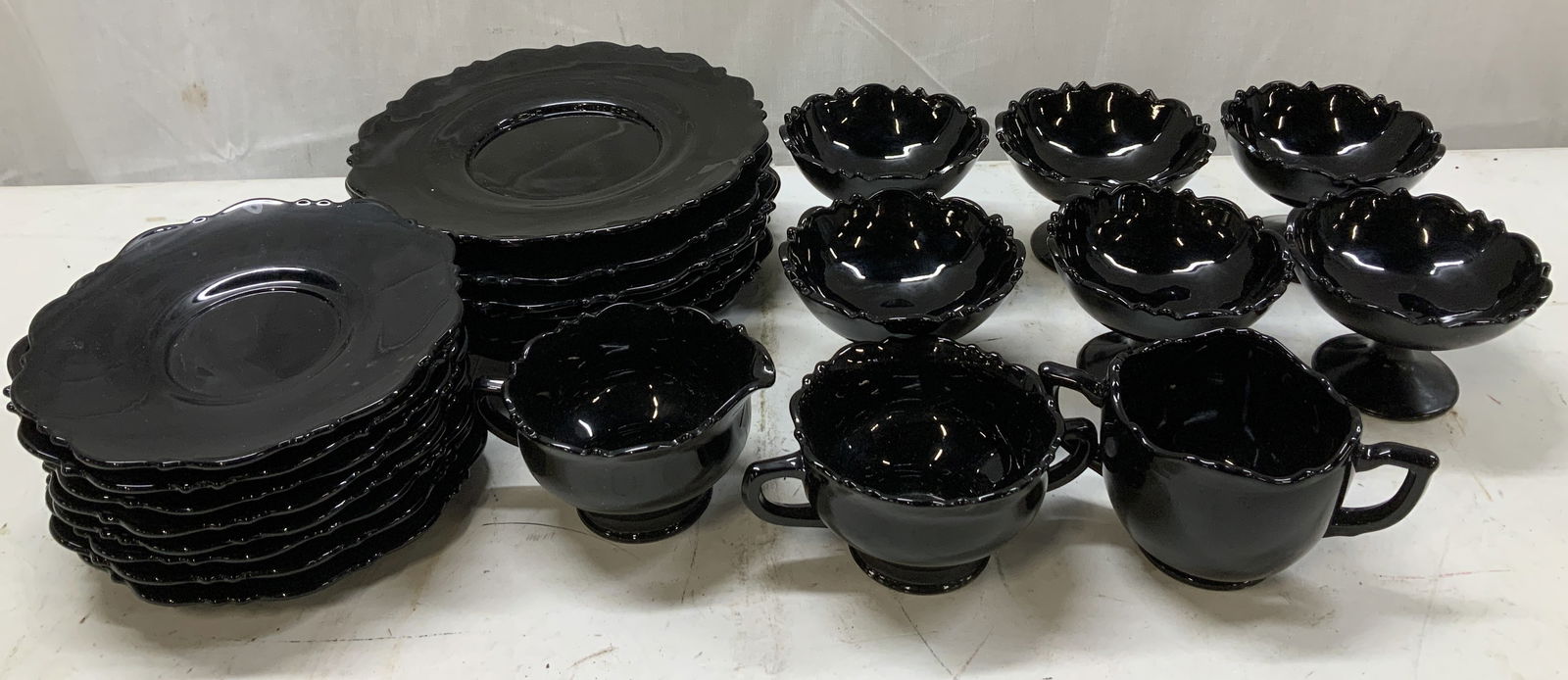Lot 23 Vtg Black Glass Saucers, Cups & More (1 of 7)