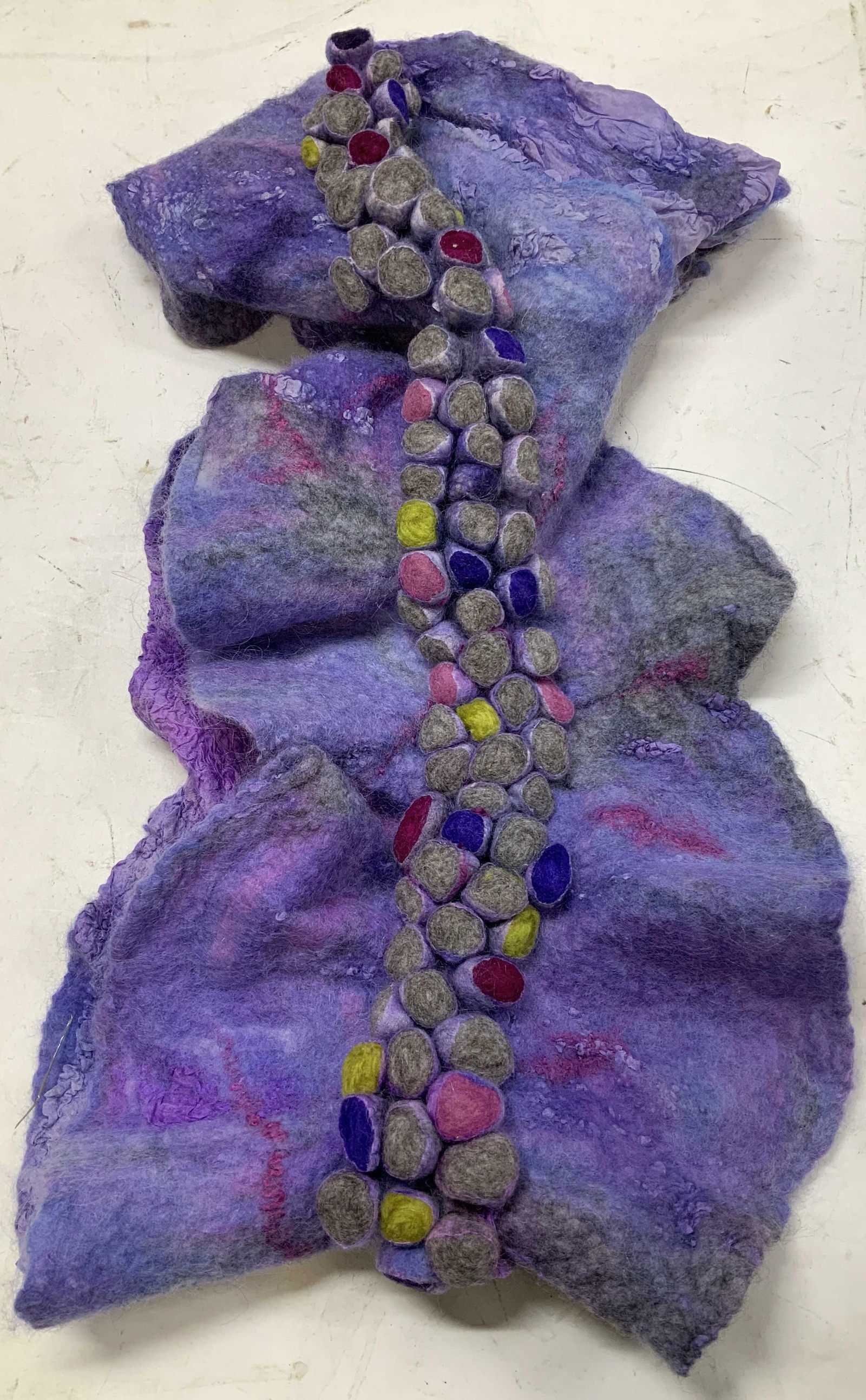 Janet Sikirica Purple Ruffled Felt Scarf NY (1 of 6)