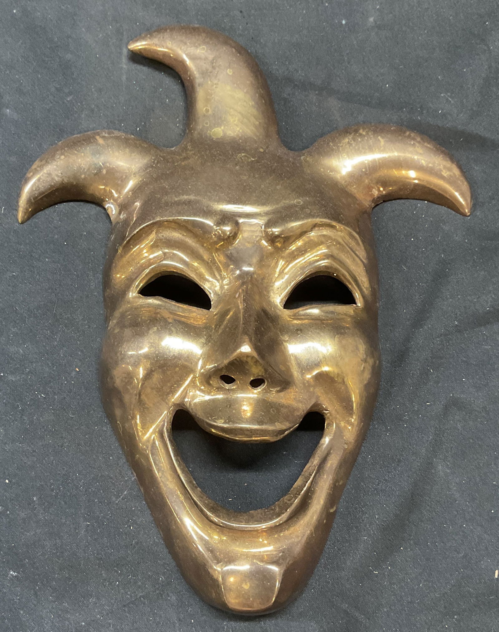 Vintage Brass Venetian Mask Jester Plaque (1 of 6)