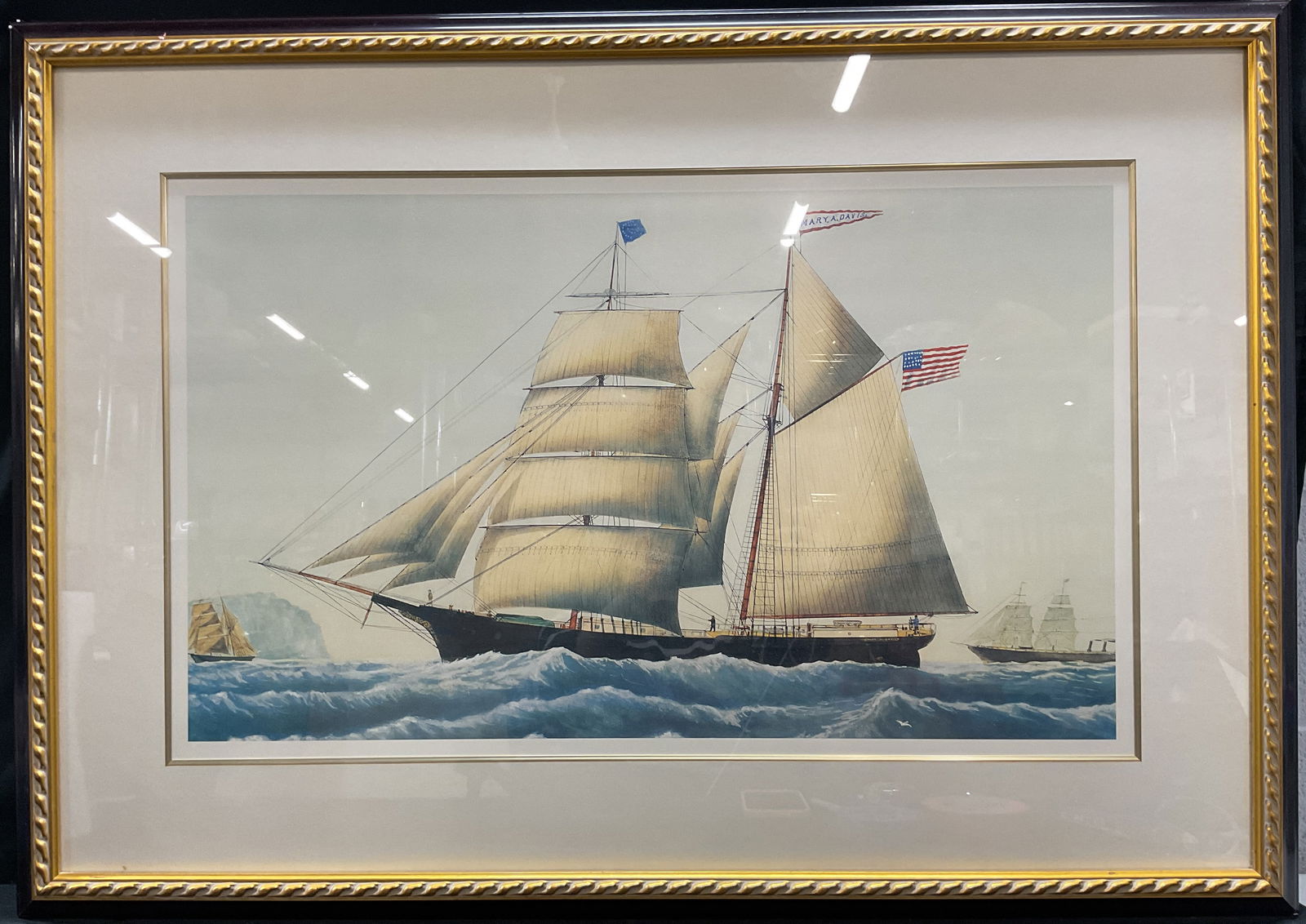 Framed Mary A Davis Sailing Ship Lithograph (1 of 6)