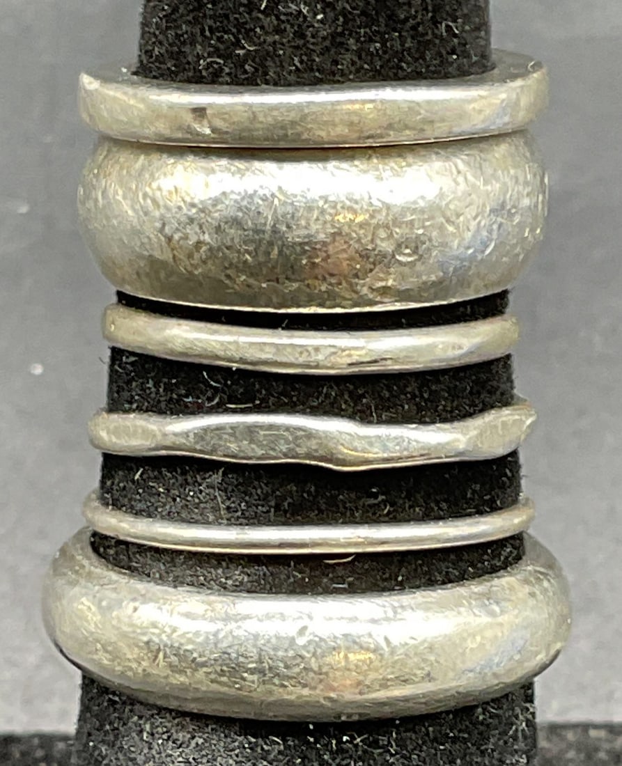 Lot 6 Sterling Silver Bands & Stacking Rings (1 of 6)