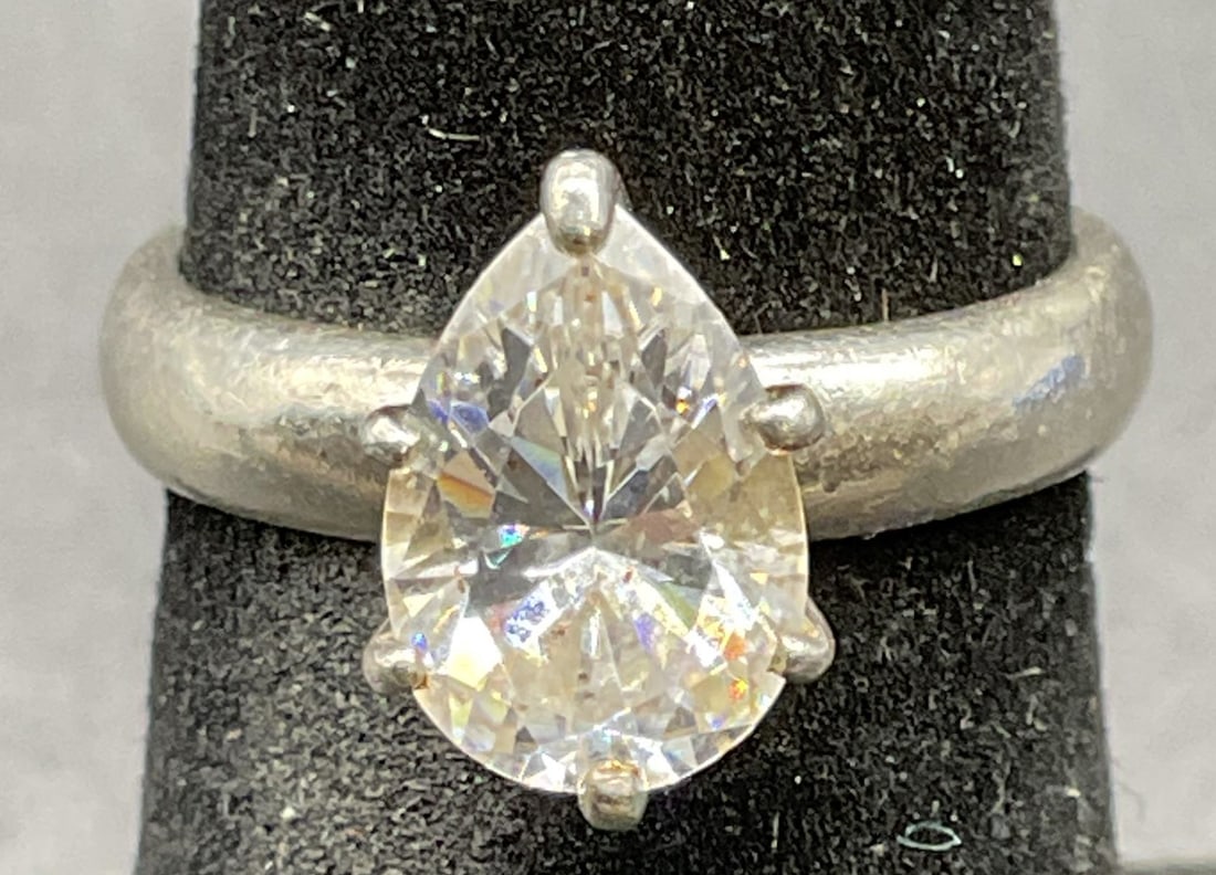 Sterling Silver Semiprecious Pear Cut Ring (1 of 6)