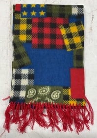 Vintage Checkered Fringed Scarf USA