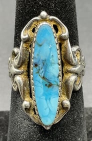 Vintage Beau Sterling Silver Blue Glass Ring