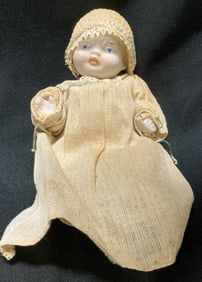 Vntg Bisque Baby Doll W Gown