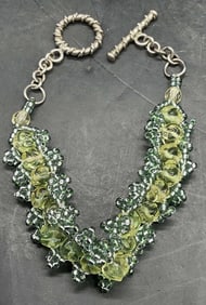 Green Semiprecious Sterling Silver Bracelet