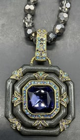 Heidi Daus Grey Crystal Enamel Pendant Necklace