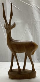 Hand Carved Wooden Antelope Figurine