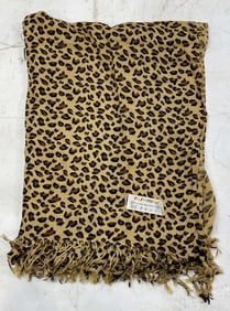 Pashmina Leopard Print Fringed Scarf