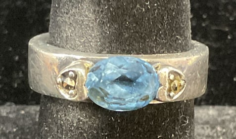 Sterling Silver Blue Semiprecious Ring
