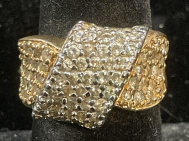 Sterling Silver Gold Plated Crystal Ring
