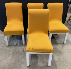 Set 4 White Upholstered Dining Chairs