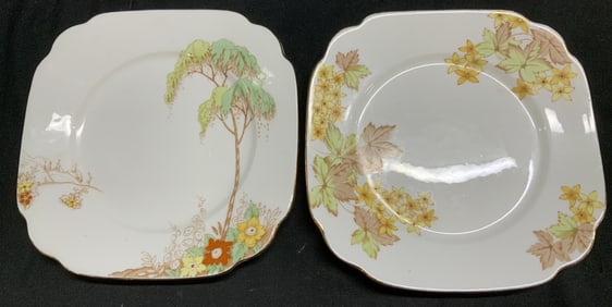 Set 2 Fine Bone Bell China Painted Tea Plates ENG