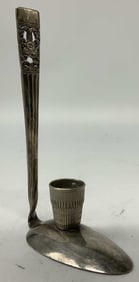 Vtg Oneida Silver Toned Spoon Chamberstick USA