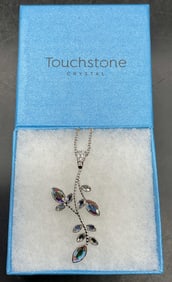 Swarovski Touchstone Silver Tn Crystal Necklace&Bx