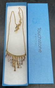 Swarovski Touchstone Gold Tn Crystal Necklace