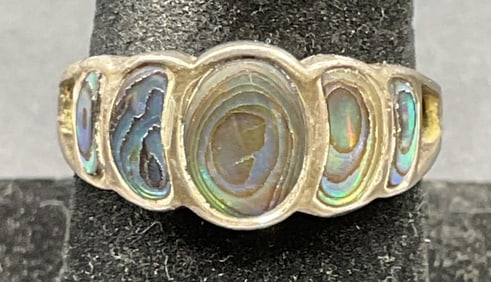 Vintage Sterling Silver Abalone Shell Ring