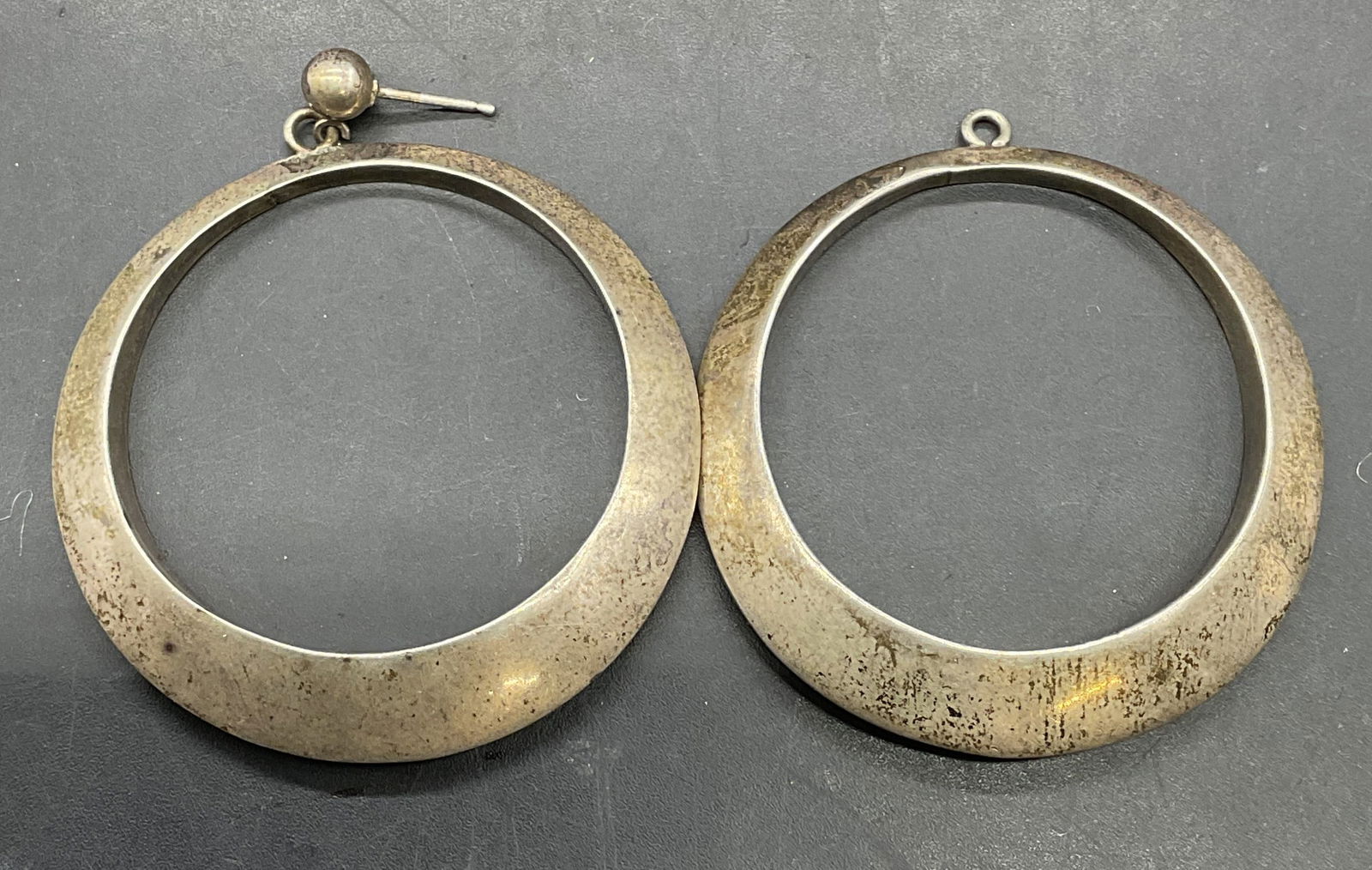 Signed Vintage Sterling Silver Circle Earrings (1 of 6)