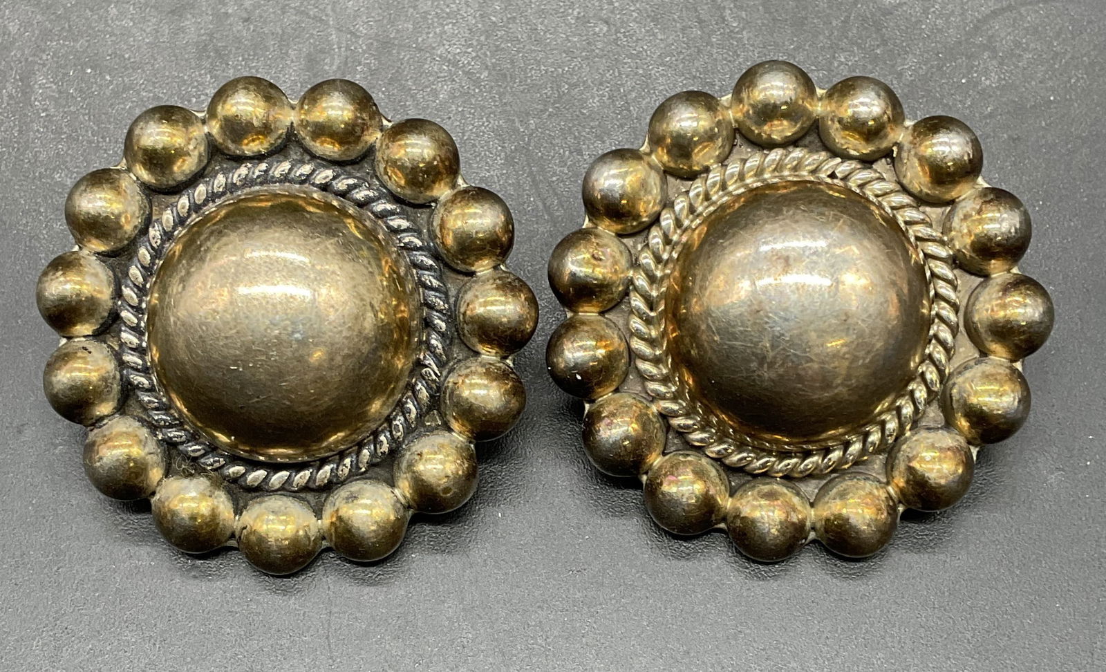 Vtg Sterling Silver Flower Earrings, Mexico (1 of 6)