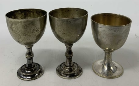 Lot 3 Vntg Assorted Silver Plated Goblets