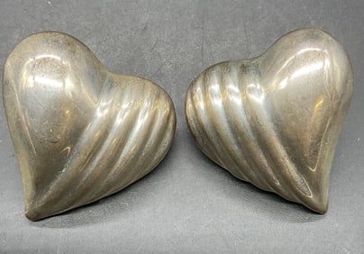 Vtg Sterling Silver Heart Earrings, Mexico