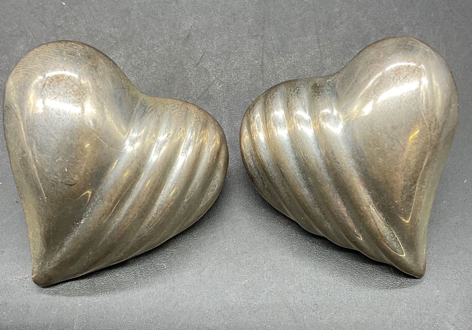 Vtg Sterling Silver Heart Earrings, Mexico (1 of 6)