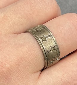 Signed Sterling Silver Crystal Star Ring