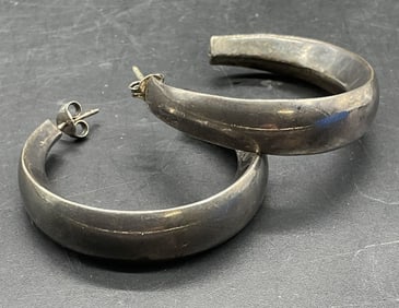 NF Vintage Sterling Silver Hoop Earrings