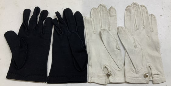 Set 4 CRESCENDOE Black & White Leather Gloves